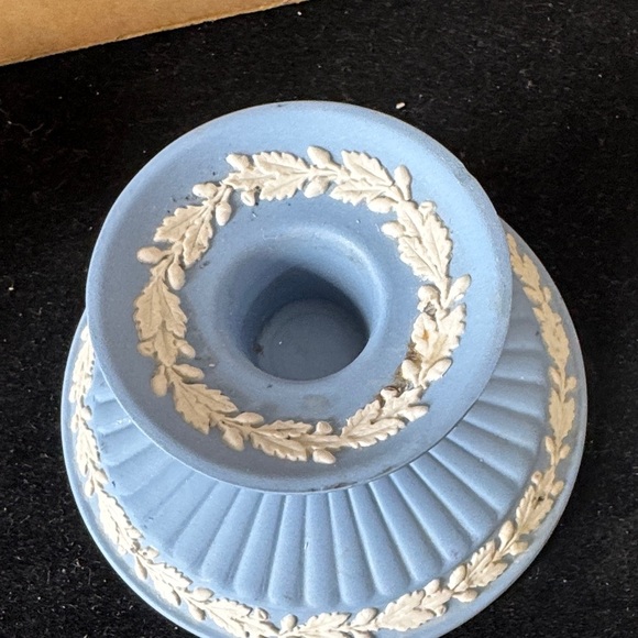 Fluted Candlestick  Wedgewood Jasper (pale blue) Laurel Pattern set of two - Picture 7 of 9